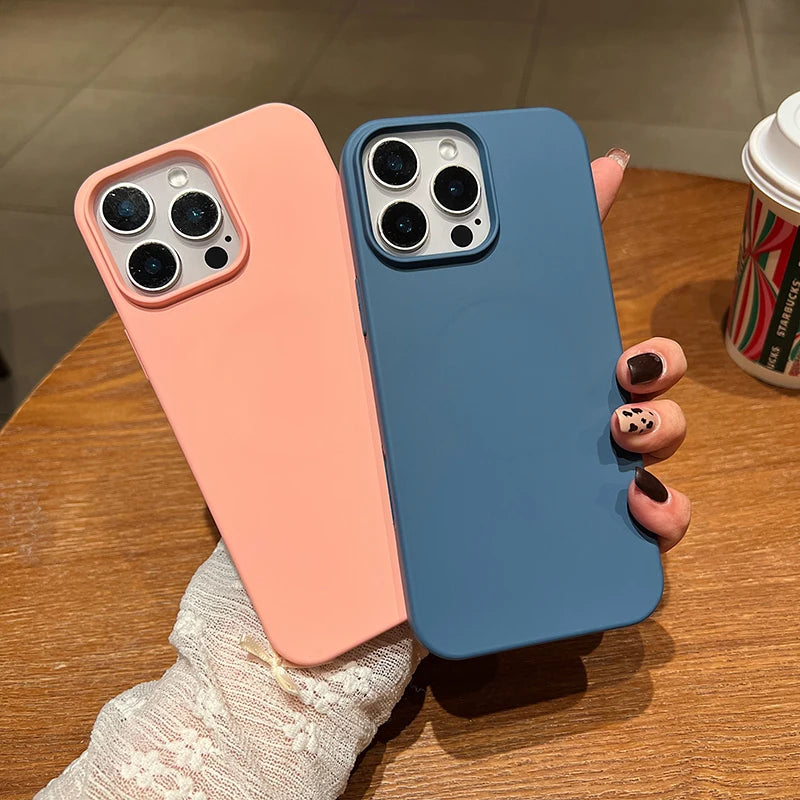 For Magsafe Magnetic Solid Color Liquid Silicone Phone Case For iPhone 16 Pro Max 14 11 12 13 15 Pro Max Mini Bumper Back Cover