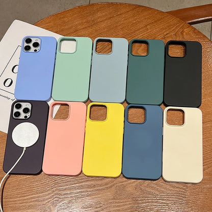 For Magsafe Magnetic Solid Color Liquid Silicone Phone Case For iPhone 16 Pro Max 14 11 12 13 15 Pro Max Mini Bumper Back Cover