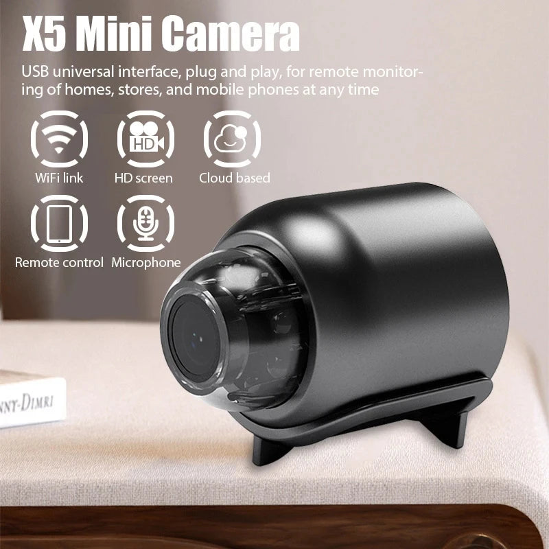 New X5 Mini Camera 1080P Clear Night Vision Lightweight Portable Premium Cams Motion Detection Wireless Surveillance Camera