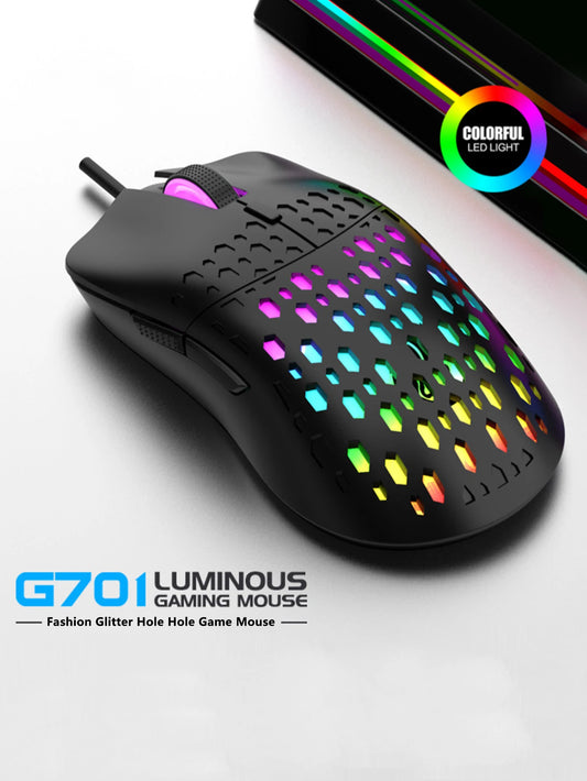 Wireless gaming mouse, dazzling colorful light effect, variable DPI, fashionable honeycomb perforated mouse