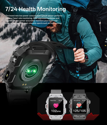 2025 New for Xiaomi Military Smart Watch Men IP67 3ATM Outdoor Sports Fitness Tracker Health Monitor 1.44Inch BT Call Smartwatch